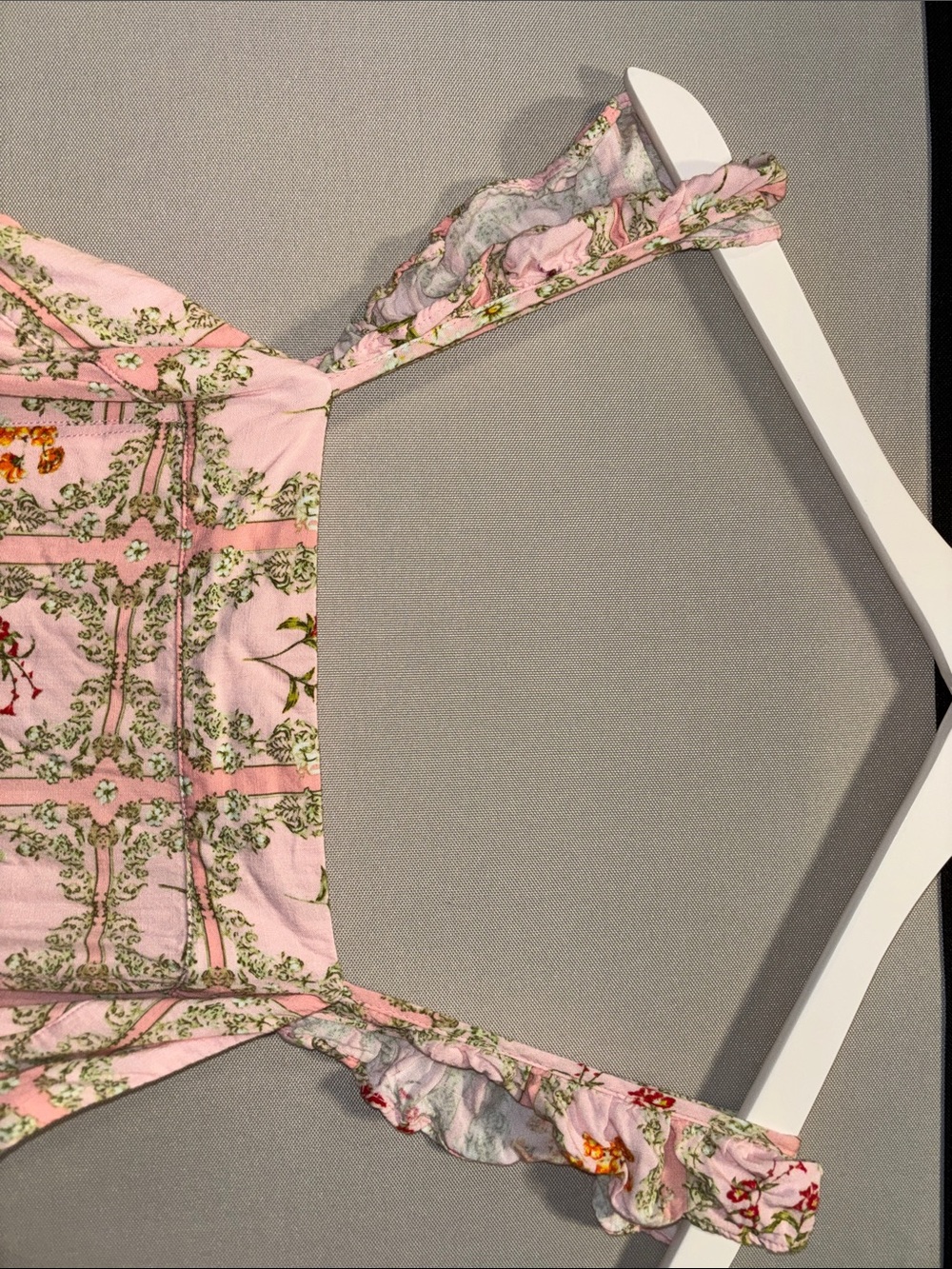 Pink Floral Ruffle-Strap Mini Dress - Picture 6 of 8
